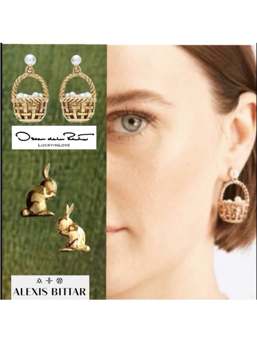 Bunny & Basket of Pearls basket Earring 🧺 🐇 ALEXIS Bittar Oscar de La Renta